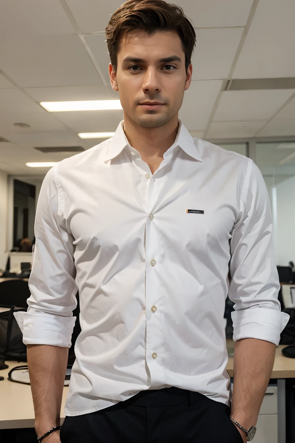 Man in a white shirt in the office