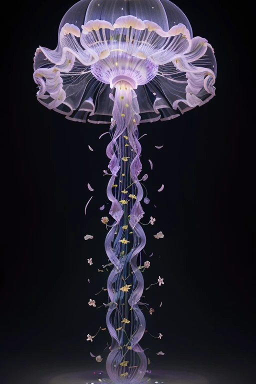 flowers::.25 jellyfish::.25 fusion hybrid mix of jellyfish and flowers by Miki Asai --s 200 --c 10 --ar 3:4 --v 6.0