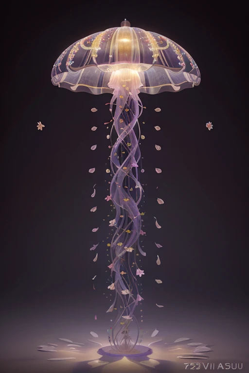 flowers::.25 jellyfish::.25 fusion hybrid mix of jellyfish and flowers by Miki Asai --s 200 --c 10 --ar 3:4 --v 6.0