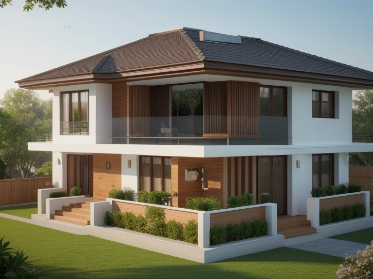 a rendering of a house with a balcony and a balcony, inter dimensional villa, architectural rendering, residential, exterior design, architectural visualization, high quality rendering, wide establishing shot, realistic rendering, rendering, digital rendering, photorealistic rendering, lumion rendering, architectural render, architectural 3 d render, side view, villa, beautiful rendering, neo - classical style, lumion render