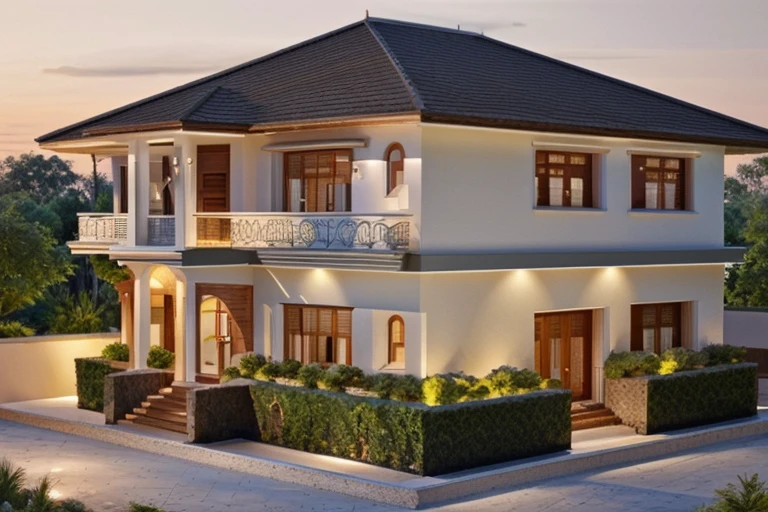 a rendering of a house with a balcony and a balcony, inter dimensional villa, architectural rendering, residential, exterior design, architectural visualization, high quality rendering, wide establishing shot, realistic rendering, rendering, photorealistic rendering, lumion rendering, architectural render, digital rendering, side view, architectural 3 d render, villa, beautiful rendering, neo - classical style, lumion render