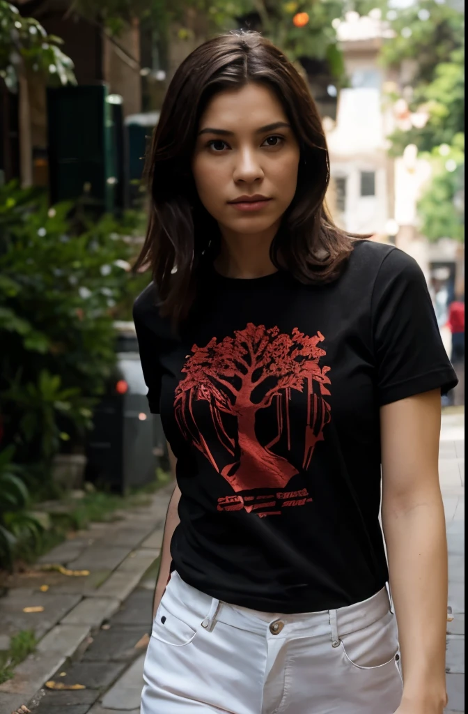 2D t-shirt print ancestral tree with energy around it red