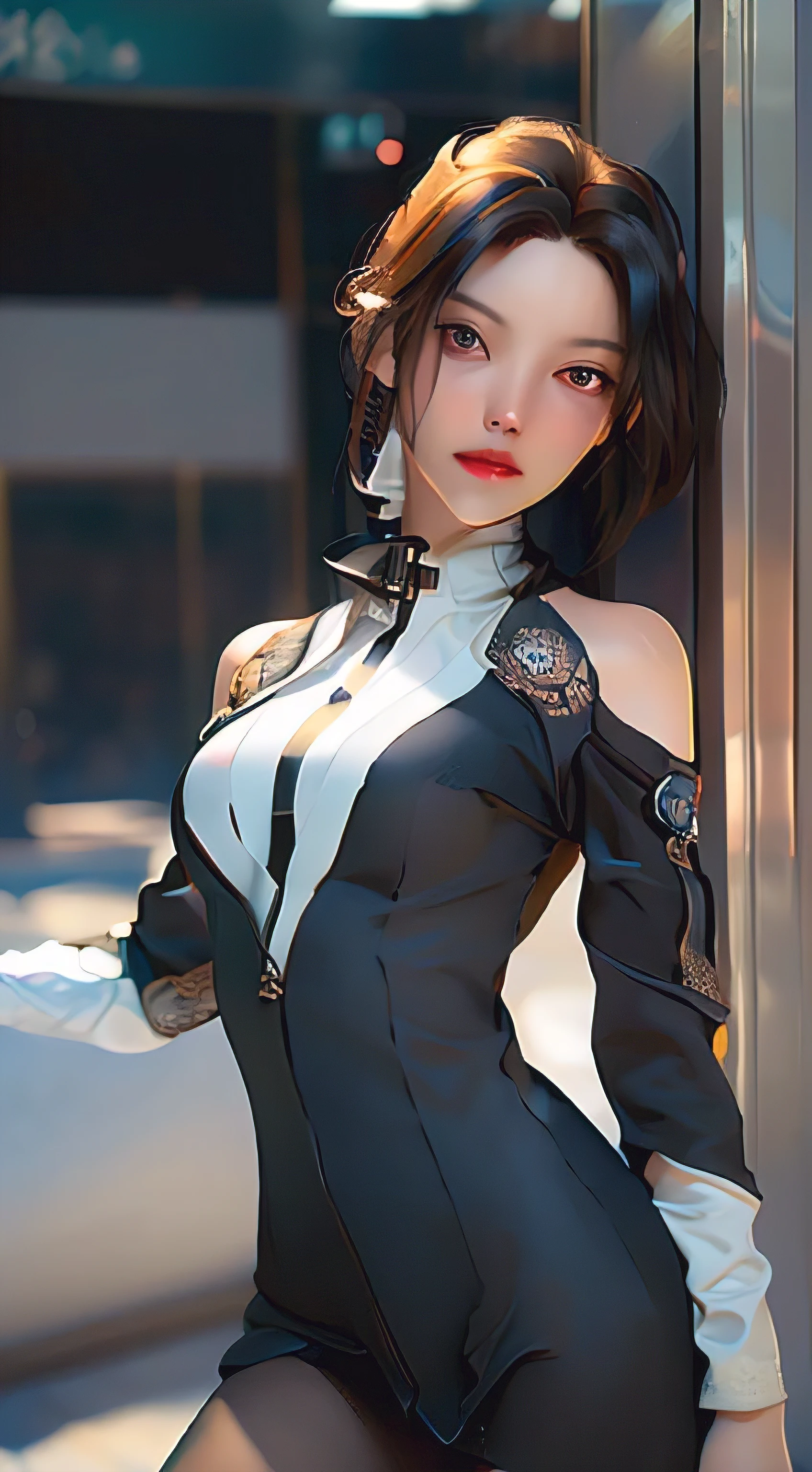 ((best quality)), ((masterpiece)), (detailed:1.4), 3D, Image of a beautiful cyberpunk woman,human development report (high dynamic range),Ray tracing,NVIDIA RTX,super resolution,Unreal 5,subsurface scattering,PBR texture,post processing,Anisotropic filtering,depth of field,Maximum clarity and sharpness,multi-layer texture,Albedo and specular maps,surface coloring,Accurate simulation of light-material interaction,Perfect proportion,octane rendering,Two-tone lighting,Large aperture,Low ISO,white balance,rule of thirds,8K original,