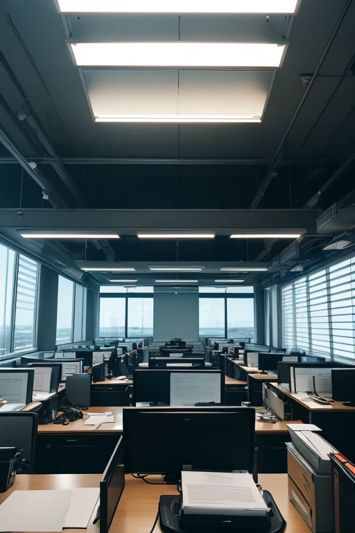 "(Masterpiece:1.2), business office,overwhelmed,abundant paperwork,empty environment,stressful,detailed office setting,stacks of documents,computer screen displaying urgent tasks, highlighted by dramatic lighting,ultra sharp focus,intense color contrast,"