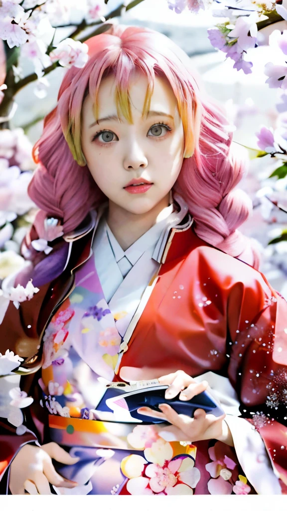 a girl in a kimono outfit holding a book and looking at the camera, sui ishida art manga, japanese shoujo manga, colored manga, colored manga art, haruno sakura, shojo manga, coloured manga scan, sakura petals around her, shoujo manga, manga art style, inspired by Nishikawa Sukenobu, digital manga, digital manga art