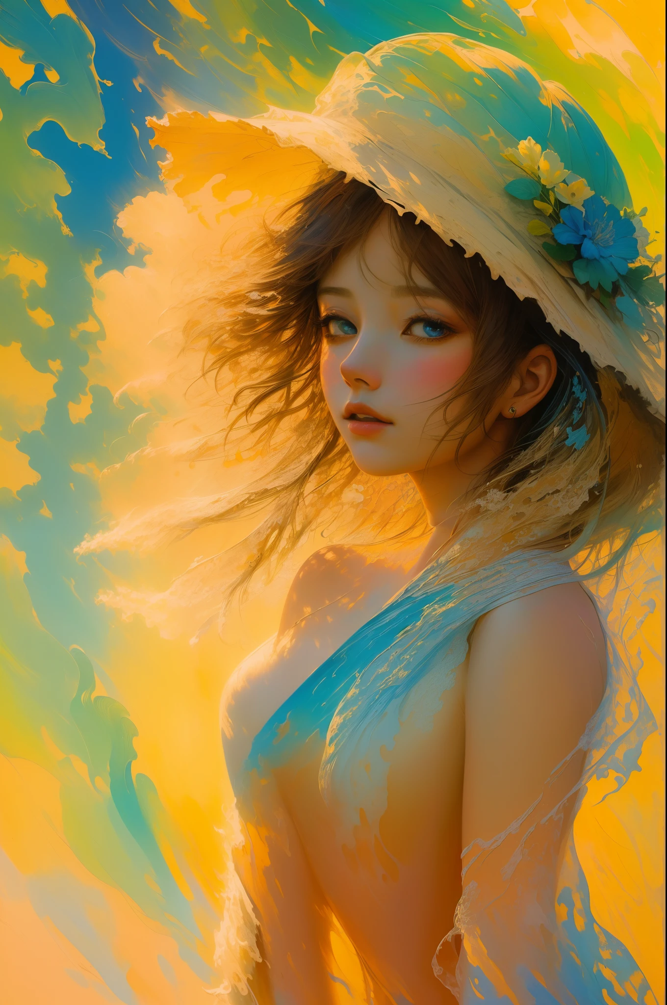 Masterpiece, Best Quality, Girl Nude, Impressionistic - Impressionistic painting of a naked girl in her most natural state, radiant and bold in her vulnerability. The painting is characterized by its dreamlike and hazy composition, with the soft and fluid brushstrokes evoking a sense of ethereal beauty. The girl's body is depicted in all its fineness and intricacy, with every curve and line rendered in exquisite detail. The painting boasts a luscious, vibrant color palette that breathes life into the scene, transporting the viewer to a world of soft light and languid sensuality. Ultra Detailed, 4K Image Quality.
