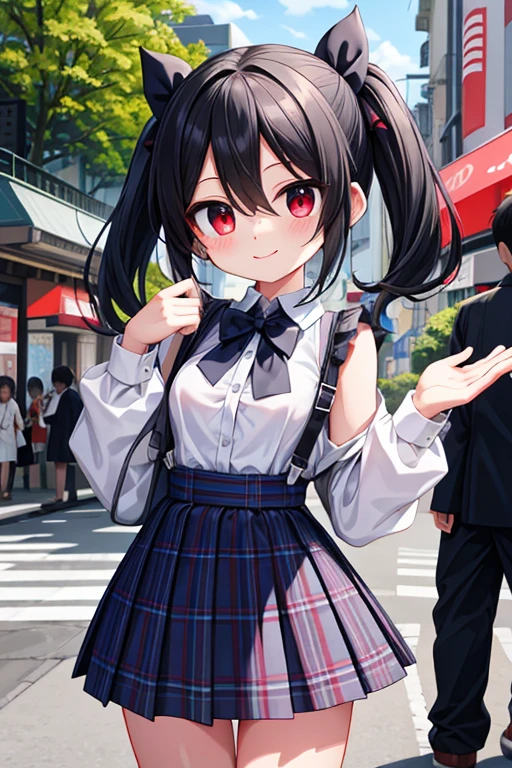 insanely detailed, absurdres, ultra-highres, ultra-detailed, best quality,
1girl, solo, nice hands, perfect hands,
BREAK
jirai kei,plaid skirt, shirt, long sleeves, bow, blue skirt, white shoulder frilly shirt, outdoors, blue bow, long hair
BREAK
happy smile, laugh, closed mouth, standing,
,
cute pose, cowboy shot,
BREAK
slender, kawaii, perfect symmetrical face, ultra cute girl, ultra cute face, ultra detailed eyes, ultra detailed hair, ultra cute, ultra beautiful,
BREAK
in harajuku, shibuya, tokyo, street, crowd, cityscape,
BREAK
medium breasts,
(black hair, red eyes), hair between eyes