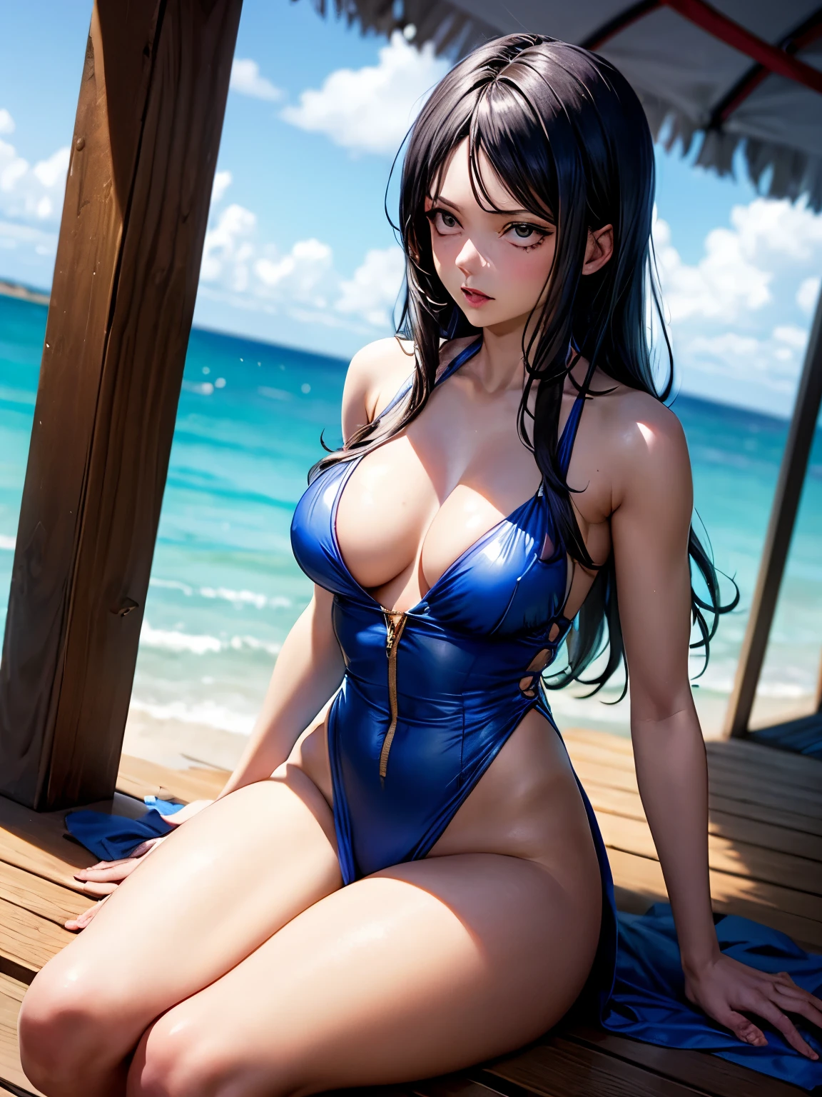 Nico Robin ,onepiece , necked look, without any clothes 