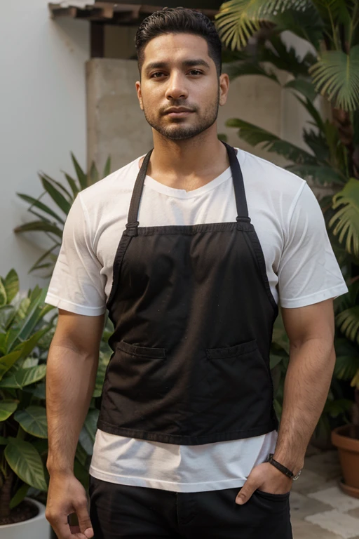A 32-year-old Latino man, dedicado a la industria nutricional, con vestimenta casual, piel caucasica, cabello negro, ojos marrones con barba