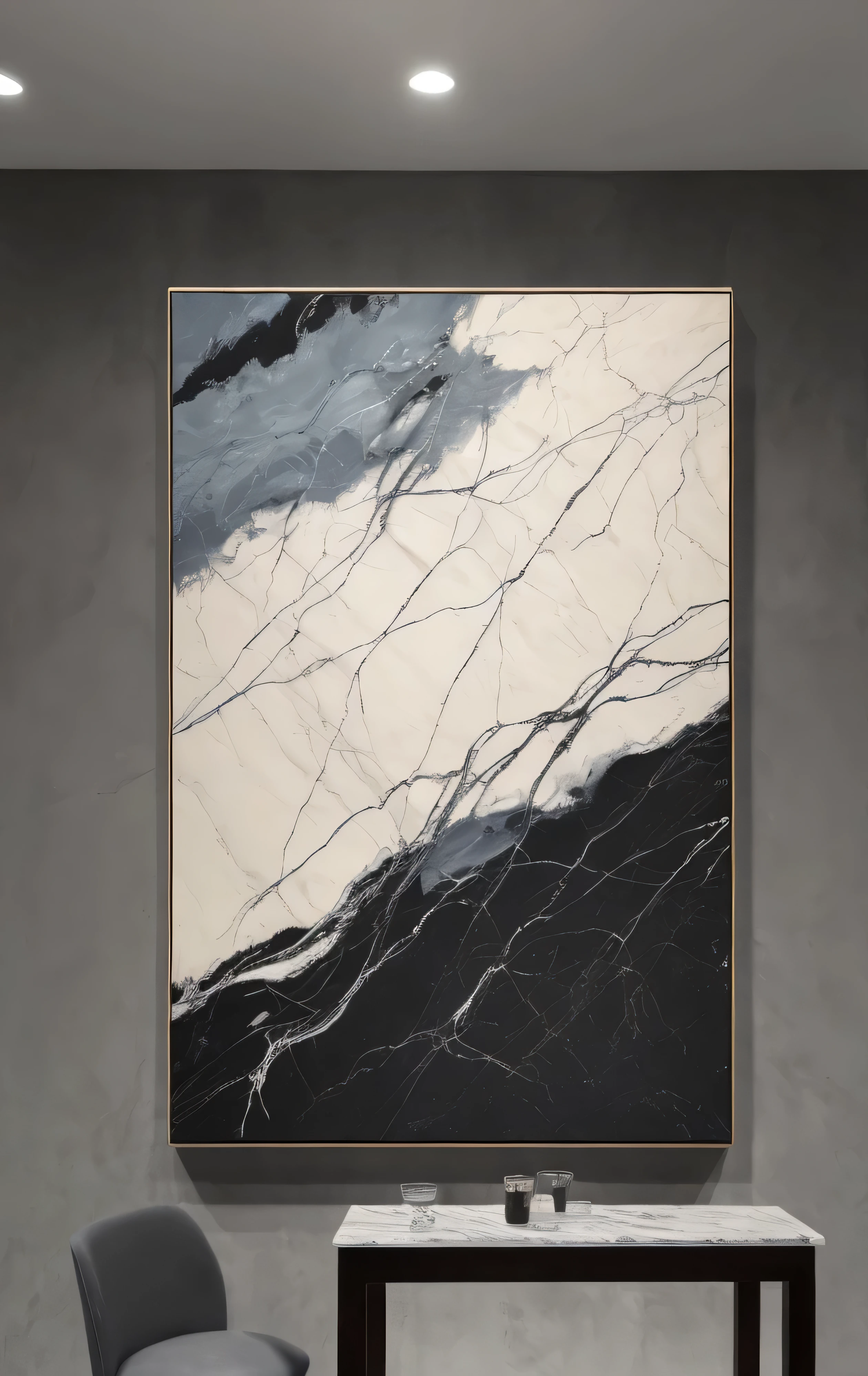 a close up of a painting on a wall in a room, carved marble texture silk cloth, abstract oil painting, h 1088, ultrafine detailed painting, abstract painting oil on canvas, masterpiece w 1024, abstract minimalist painting, abstract high quality, portrait c 12.0, portrait c 1 2. 0, abstract minimalism art painting