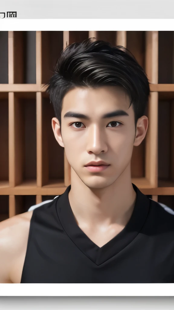 (Highly detailed CG Unity 8K wallpaper,table top, highest quality, super detailed), classroom, 23 year old male living in Japan, 23 year old male soccer club, Sporty hairstyle, black haired, narrow facial contours, thin eyebrows, clear eyes, high and thin nose, thin lips, Physical slim, strong impression, My abs are cracked, Completely naked
