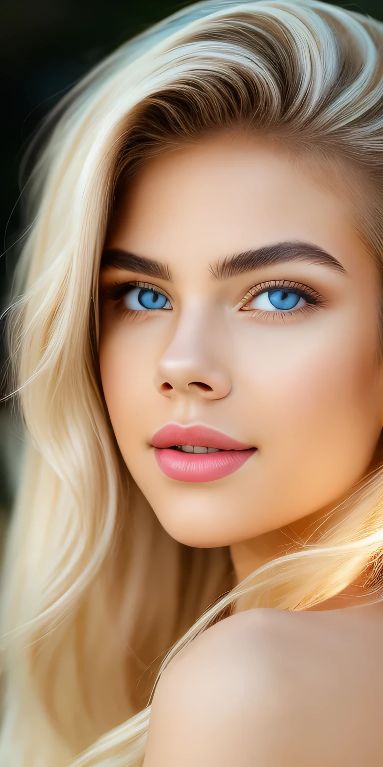 masterpiece, highest quality, (solo focus), (perfect face:1.1), (high detail:1.1), (hyper detailed eyes), dramatic, 1girl, (pale skin), long white hair, ethereal eyes, (light eyebrows), solo, long hair, , moon, night, pouty red lips, fur, proud expression,garden, detailed background, art by artgerm, cinematic lighting, roses, fashion, BalenciagaStyle, topless, perky hard nipples, legs open, full body, facing forward, smiling