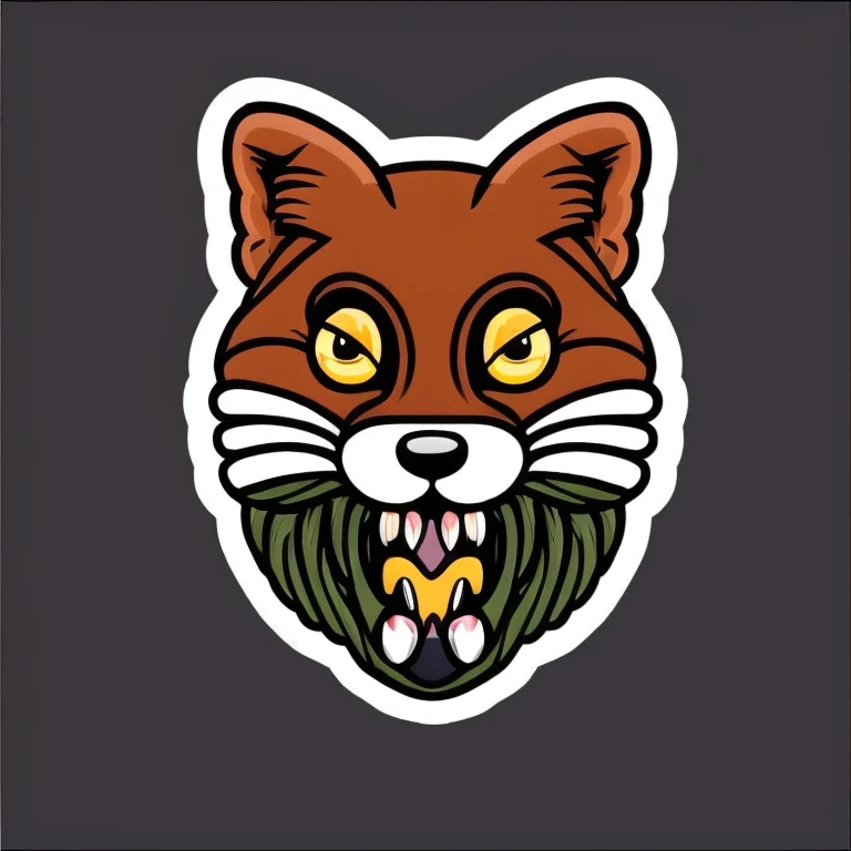 fox, Sticker, Exhilarated, Tertiary Color, Rough Charcoal, Contour, Vector, White Background, Detailed
