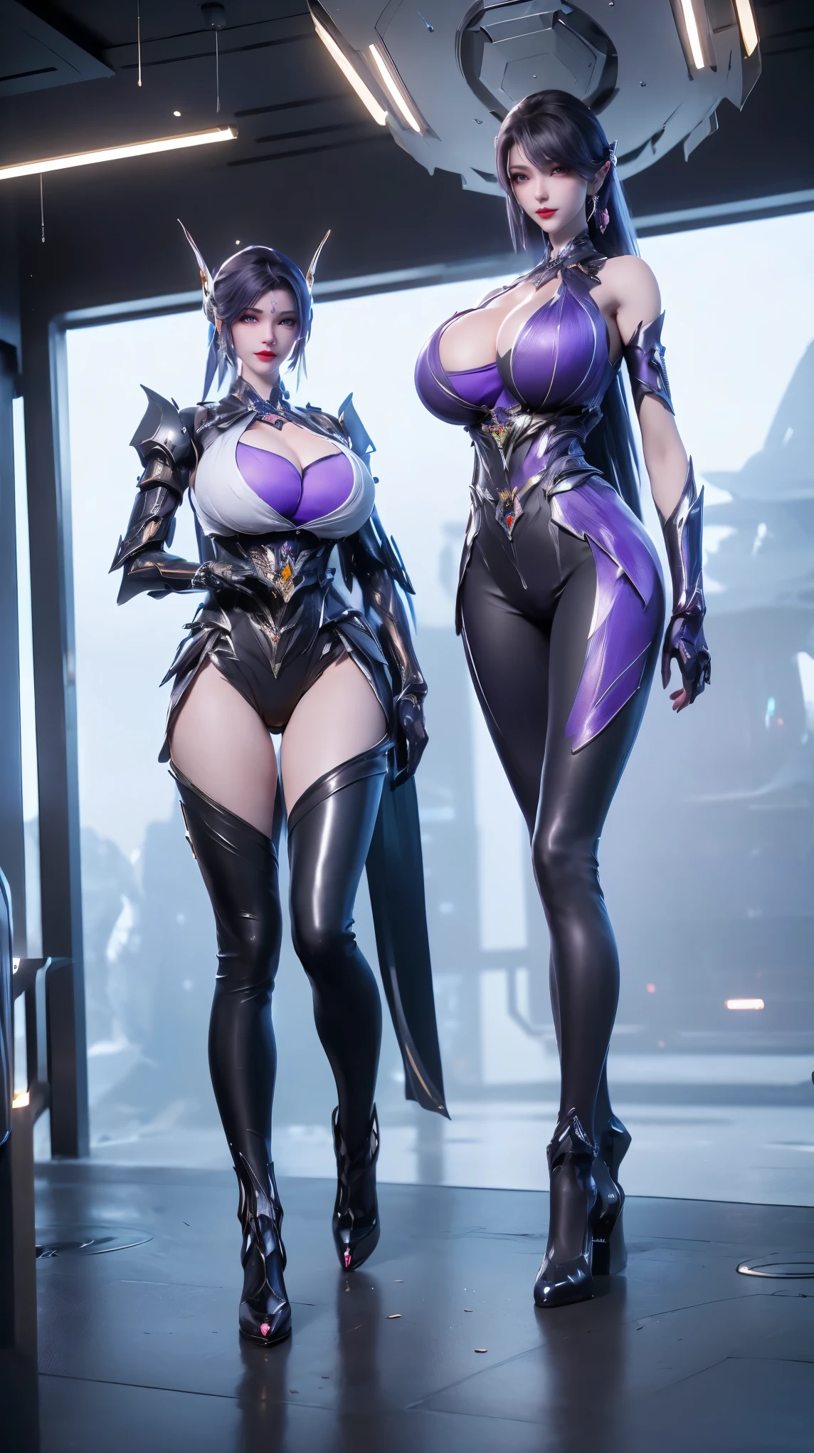 AI GIRL,SOLO,UPPER BODY, ((BEAUTY BLACK HAIR)), (GIGANTIC FAKE BREAST:1.5), ((CLEAVAGE:1.5)), (MUSCLE ABS:1.3), (LED PURPLE WHITE SHINY FUTURISTIC MECHA CYBER CROP TOP, BLACK MECHA SKINTIGHT LEGGINGS:1.5), (BUSTY PERFECT BODY MATURE WOMAN, SWEATY BUSTY BODY:1.2), (LOOKING AT VIEWER:1.3), (female focus:0.8), (HALLROOM OF FUTURISTIC SPACE STATION:1), (BRIGHT LIGHT WHITE_ROOM:1.3), HYPER TEXTURE, (4X MSAA), ((UNREAL ENGINE 5 RENDER)), PHYSICALLY-BASED RENDERING, ULTRA HIGHT DEFINITION, 16K, 1080P.
