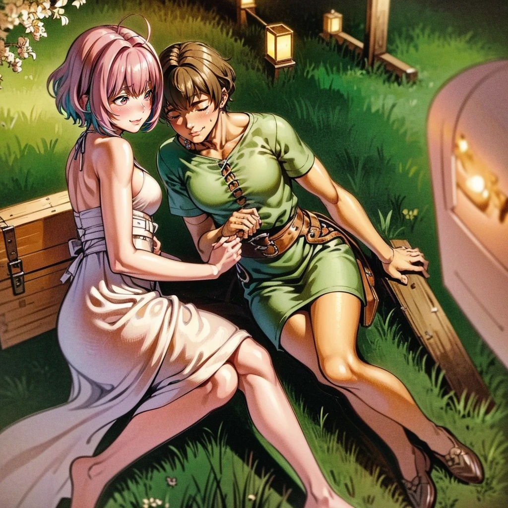 (ultra-detailed, highres, 1.37), (HDR, vivid colors), couple in love, riamu and guts, a beautiful sunny day in the park, husband and wife enjoying a romantic picnic under a shady tree. The couple's affectionate gestures and loving smiles create a heartwarming atmosphere. The sunlight softly illuminates their faces, highlighting their beautiful eyes and joyful expressions. The composition captures a tender moment as the husband leans in to plant a gentle kiss on his wife's cheek. The scene is filled with happiness and love, with colorful flowers in full bloom and a gentle breeze rustling the leaves. The vibrant colors and realistic details bring the image to life, creating a stunning masterpiece that perfectly captures the essence of a blissful couple's love and affection.,(best quality,4k,8k,highres,masterpiece:1.2),ultra-detailed,(realistic,photorealistic,photo-realistic:1.37),traditional oil painting,romantic evening scene,soft lighting,vivid colors,expressive brushstrokes,late summer sunset,whispering sweet nothings,gentle breeze,dreamlike atmosphere,glowing warmth,subtle smiles,loving gazes,delicate touch,fingers intertwined,heartfelt connection,embrace that speaks volumes,endless love,unbreakable bond,pure happiness,eternal love,deep affection,contentment in each other's arms,goosebumps of joy,cheeks filled with blush,a moment frozen in time,celebration of love's beauty, berserk, idolm@ster,standing, medieval clothing, long skirt, (best quality, masterpiece:1.2), ultra-detailed, (, 1.37), portraits, vivid colors, warm tones, sharpteeth open mouth, smile, soft lighting, Renaissance, Neoclassicism, interior architecture, rococo style, Art Deco, high detail, American propaganda poster, Baroque, Contemporary art, Constructivism, Dutch Golden Age painting, Northern Renaissance, Monet, Luminism, Ghibli-like colours, Classicism, Art Nouveau, anime style, Post-Impressionism, Pixar, Verism, pre-rephaëlite painting, Fujicolor, ray tracing, 4k, 8k, highres, best quality,