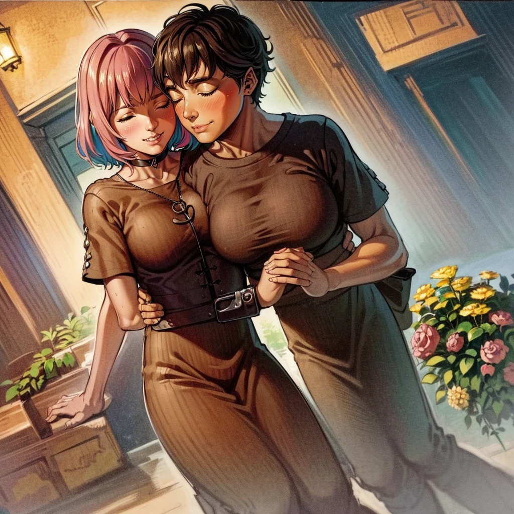 (ultra-detailed, highres, 1.37), (HDR, vivid colors), couple in love, riamu and guts, a beautiful sunny day in the park, husband and wife enjoying a romantic picnic under a shady tree. The couple's affectionate gestures and loving smiles create a heartwarming atmosphere. The sunlight softly illuminates their faces, highlighting their beautiful eyes and joyful expressions. The composition captures a tender moment as the husband leans in to plant a gentle kiss on his wife's cheek. The scene is filled with happiness and love, with colorful flowers in full bloom and a gentle breeze rustling the leaves. The vibrant colors and realistic details bring the image to life, creating a stunning masterpiece that perfectly captures the essence of a blissful couple's love and affection.,(best quality,4k,8k,highres,masterpiece:1.2),ultra-detailed,(realistic,photorealistic,photo-realistic:1.37),traditional oil painting,romantic evening scene,soft lighting,vivid colors,expressive brushstrokes,late summer sunset,whispering sweet nothings,gentle breeze,dreamlike atmosphere,glowing warmth,subtle smiles,loving gazes,delicate touch,fingers intertwined,heartfelt connection,embrace that speaks volumes,endless love,unbreakable bond,pure happiness,eternal love,deep affection,contentment in each other's arms,goosebumps of joy,cheeks filled with blush,a moment frozen in time,celebration of love's beauty, berserk, idolm@ster,standing, medieval clothing, long skirt, (best quality, masterpiece:1.2), ultra-detailed, (, 1.37), portraits, vivid colors, warm tones, sharpteeth open mouth, smile, soft lighting, Renaissance, Neoclassicism, interior architecture, rococo style, Art Deco, high detail, American propaganda poster, Baroque, Contemporary art, Constructivism, Dutch Golden Age painting, Northern Renaissance, Monet, Luminism, Ghibli-like colours, Classicism, Art Nouveau, anime style, Post-Impressionism, Pixar, Verism, pre-rephaëlite painting, Fujicolor, ray tracing, 4k, 8k, highres, best quality,