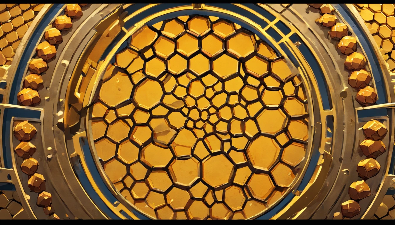 A high-resolution image showcasing a close-up of a metal plate with intricate honeycomb patterns, capturing the fine details and smooth texture of the metal, providing a visually captivating and industrial aesthetic