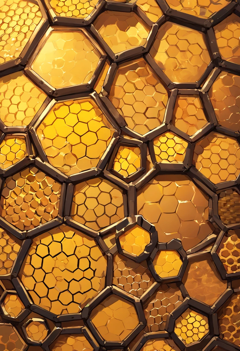 A high-resolution image showcasing a close-up of a metal plate with intricate honeycomb patterns, capturing the fine details and smooth texture of the metal, providing a visually captivating and industrial aesthetic