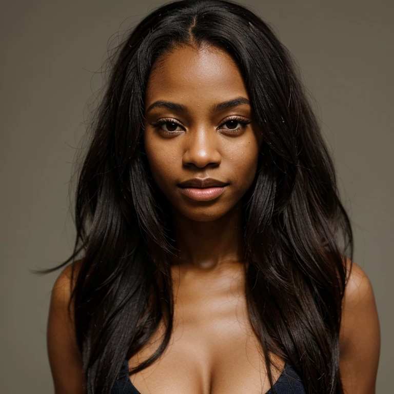 African American with long hair and beautiful skin model dressed in smart casual wear chilling outdoor 