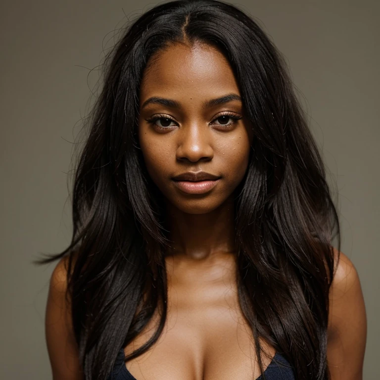 African American with long hair and beautiful skin model dressed in smart casual wear chilling outdoor 