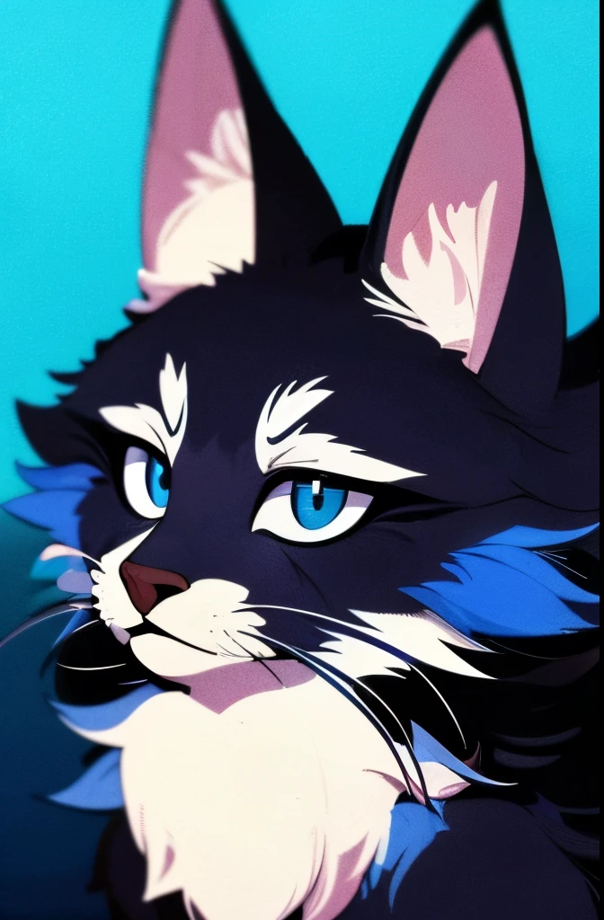 um furry de cor azul marinho, foto de perfil, fundo borrado, full HD, 4k, prompt preciso.