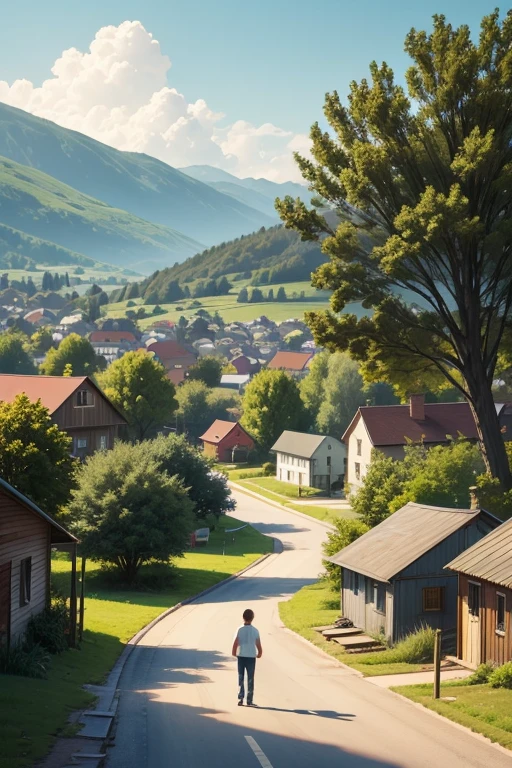 Illustrate Ethan's early life in a picturesque small town