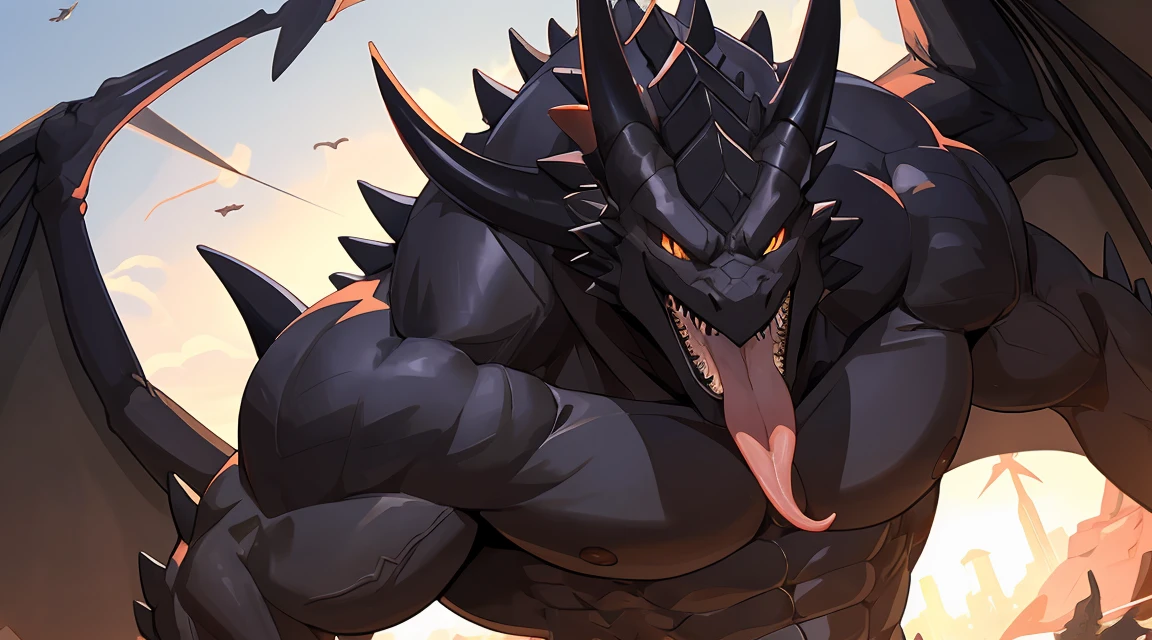 a muscular anthro dragon man with red and black scales, perfect anatomy, wide shoulders, exposed chest, sitting on a throne, wearing a crown, with arrogant expression, flames and smoke coming from his mouth, (best quality,4k,8k,highres,masterpiece:1.2),ultra-detailed,(realistic,photorealistic,photo-realistic:1.37),detailed eyes,red eyes,1 anthro dragon man,solo,muscular,abs,strong build,wide shoulders,perfect anatomy,no missing fingers,red and black scales,exposed chest,wearing a crown,sitting on a throne,arrogant look,flames and smoke from mouth,e621