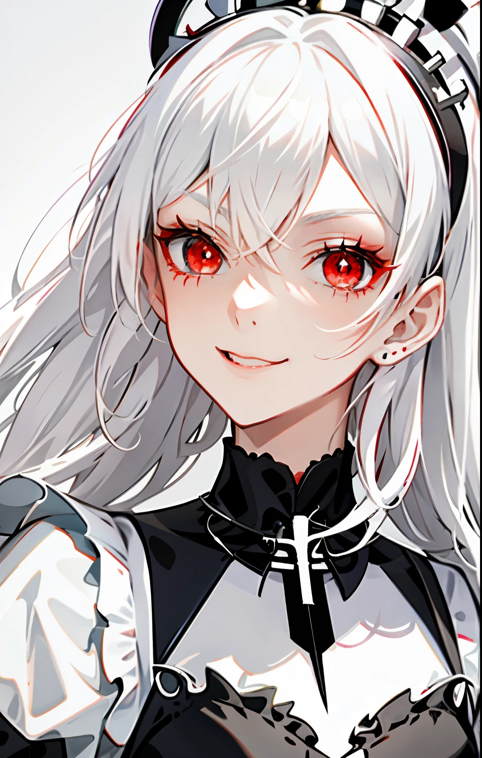 White-haired, girly, red-eyed, gothic 