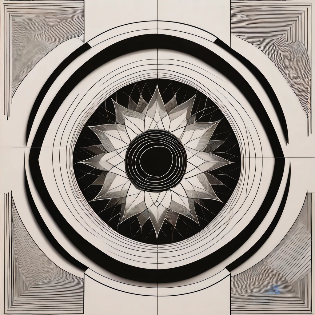 (Optical illusion art:1.3),Paradox diagram，line module，black and white，simple，Symmetric Zentangle，