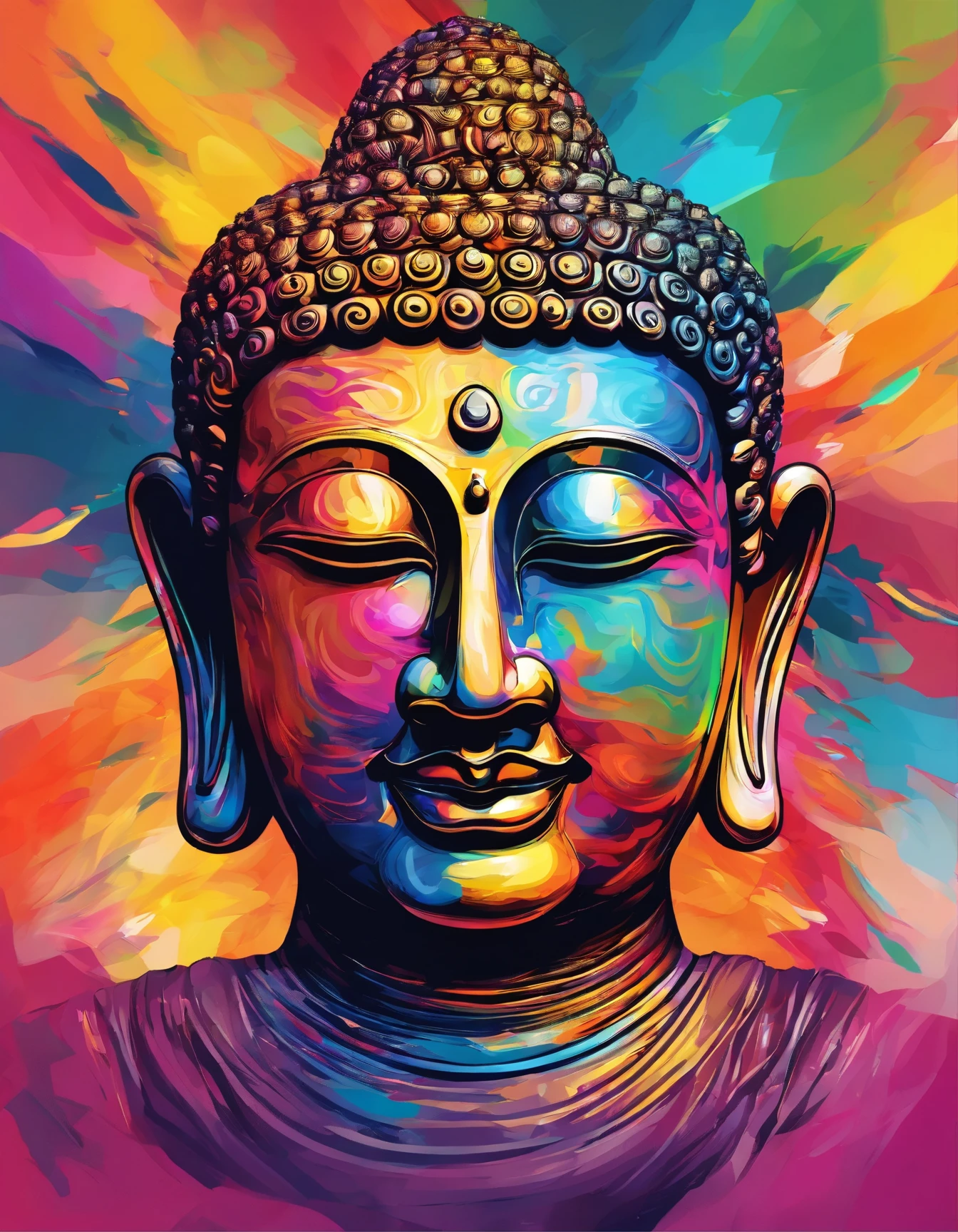 Lord buddha colourful face, beautiful, masterpiece, Artstation HD, 8k