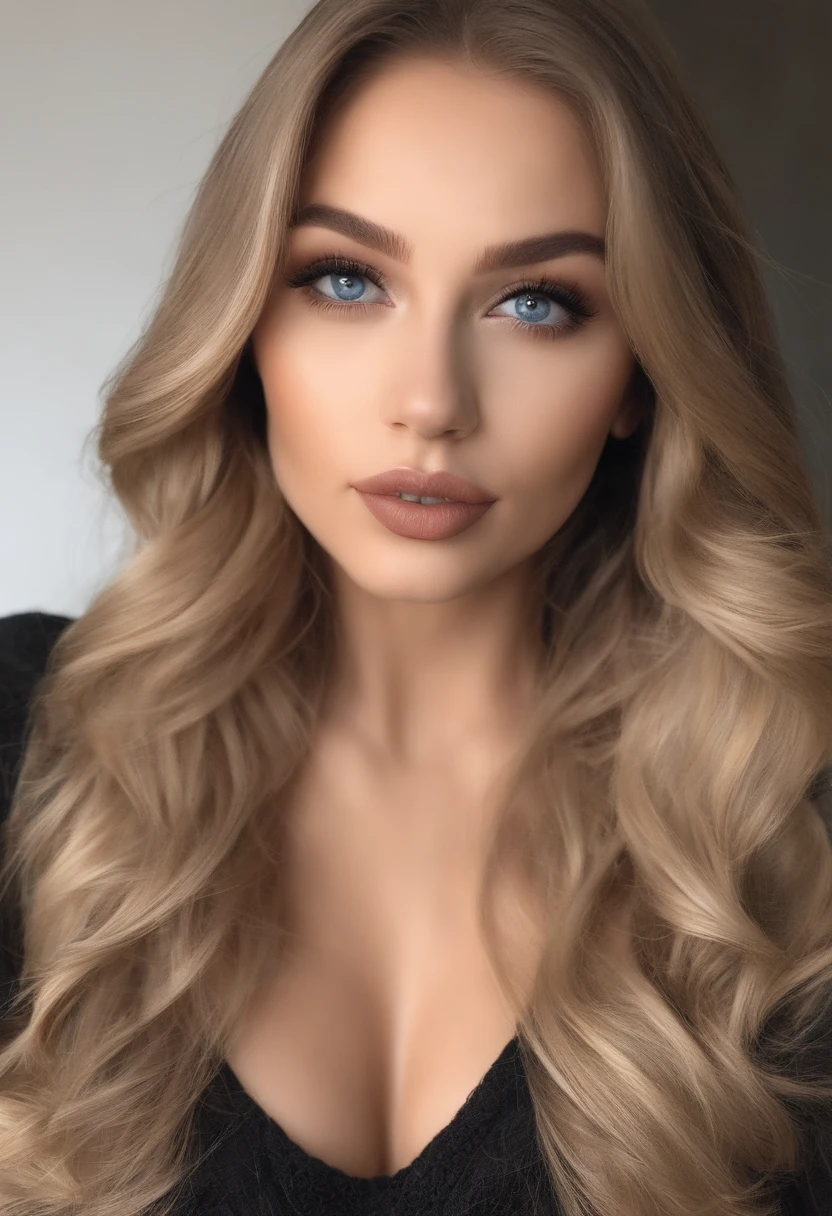 arafed frau voll , Sexy girl with blue eyes, ultra realistisch, Akribisch detailliert, portrait sophie mudd, blonde hair and large eyes, Selfie einer jungen Frau, Augen im Schlafzimmer, Violet Myers, ohne Make-up, Natural makeup, Blick direkt in die Kamera, Gesicht mit Artgram, dezentes Make-up, Stunning full body shot, die auf dem Bett kniet, im Schlafzimmer, medium to large bust size