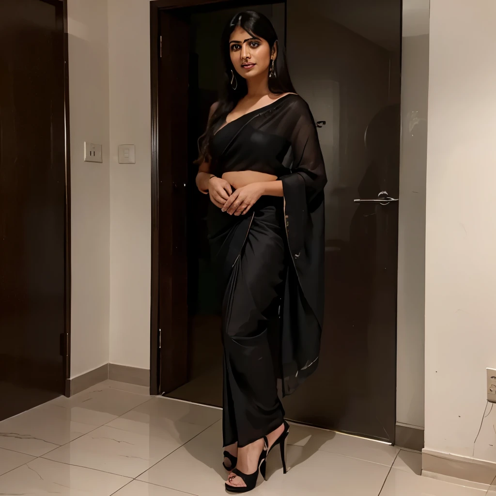 A 30 year old Indian Hotwife, in a Beautiful Black Saree and High Heels Ready to have fun with a Guy