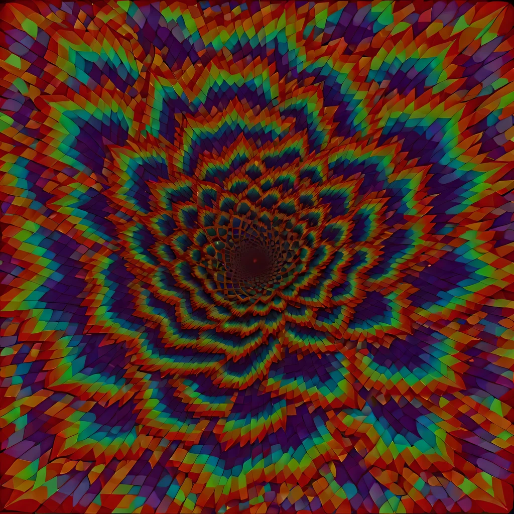 (Optical illusion art:1.3),(extremely colorful:1.5)Paradox diagram，mandelbrot shape，Zentangle，fractal art，geometric paradox