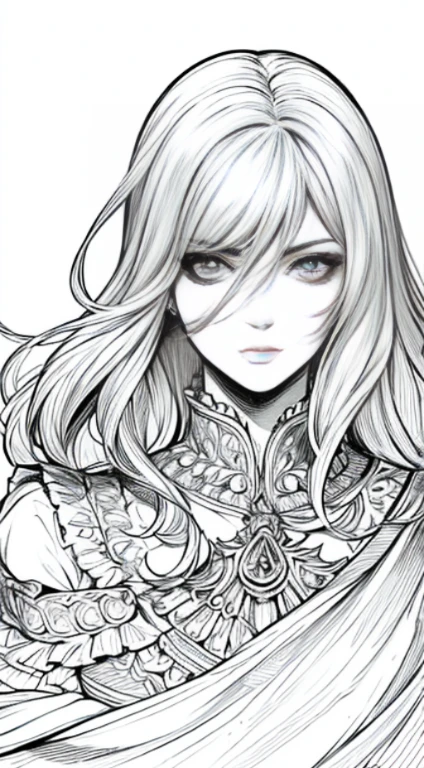 Obra-prima, Castlevania Senhor das Sombras hiper realista super detalhado , Fundo branco, monocromatic, Desenho de linhas, ((desenho))