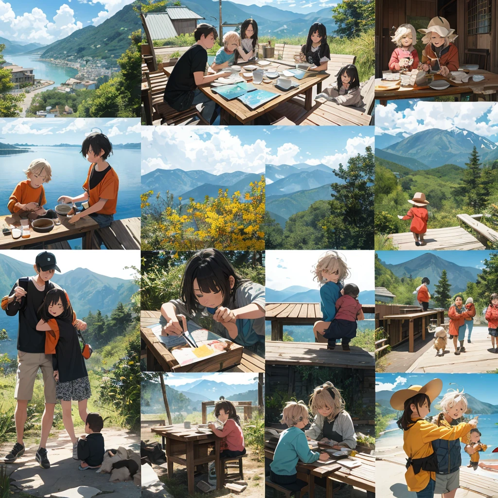 disorganized, High resolution, Super detailed,family,Mountain、camp (ペットとfamily:1.3), (Looks like fun, happy, Sunny, Sunny:1.2)
break
, Scrapbooking, memory storage, creative layout, Mixed Media Collage, Personal storytelling, Artistic documentation, keepsake albums
break
, whirlpool, angular shape, dynamic movement, Bold geometry, Fragmented shapes, striking contrast, modernist influence
break
飼い主と犬、family全員で、
