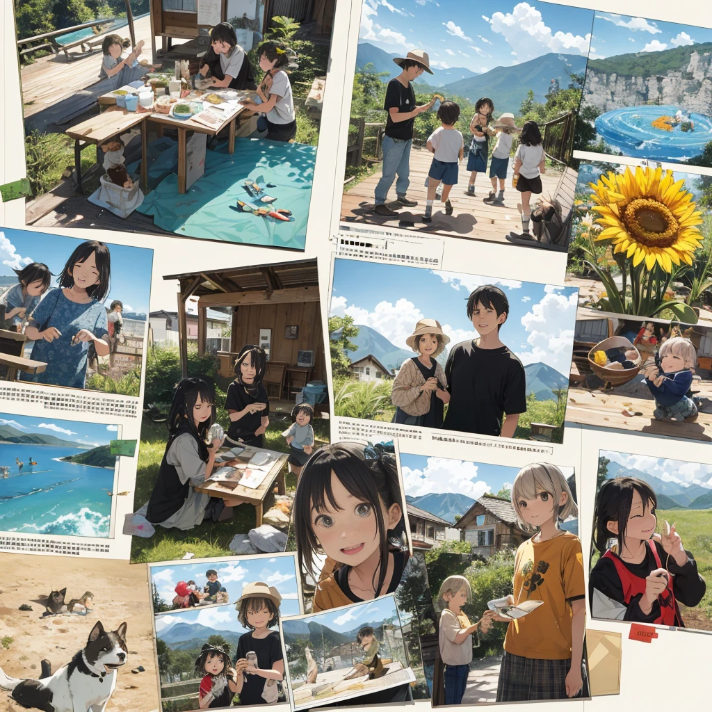 disorganized, High resolution, Super detailed,family,Mountain、camp (ペットとfamily:1.3), (Looks like fun, happy, Sunny, Sunny:1.2)
break
, Scrapbooking, memory storage, creative layout, Mixed Media Collage, Personal storytelling, Artistic documentation, keepsake albums
break
, whirlpool, angular shape, dynamic movement, Bold geometry, Fragmented shapes, striking contrast, modernist influence
break
飼い主と犬、family全員で、