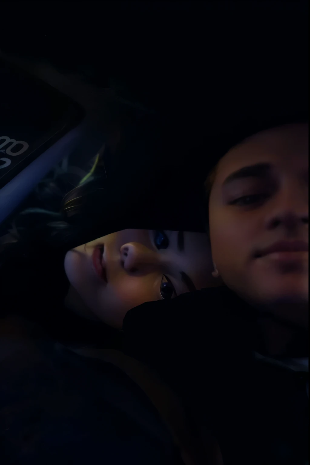 There is a woman who is talking on a cell phone, foto de Snapchat, historia de instagram, they are in love, metraje nocturno, selfie enamorado, grainy footage, 😭 🤧 💔, still video, sentada en su auto, granulado de baja calidad, metraje de baja calidad, Captura de pantalla del video de YouTube, granulado de baja calidad, editado, nosotros en una vasta noche, video musical