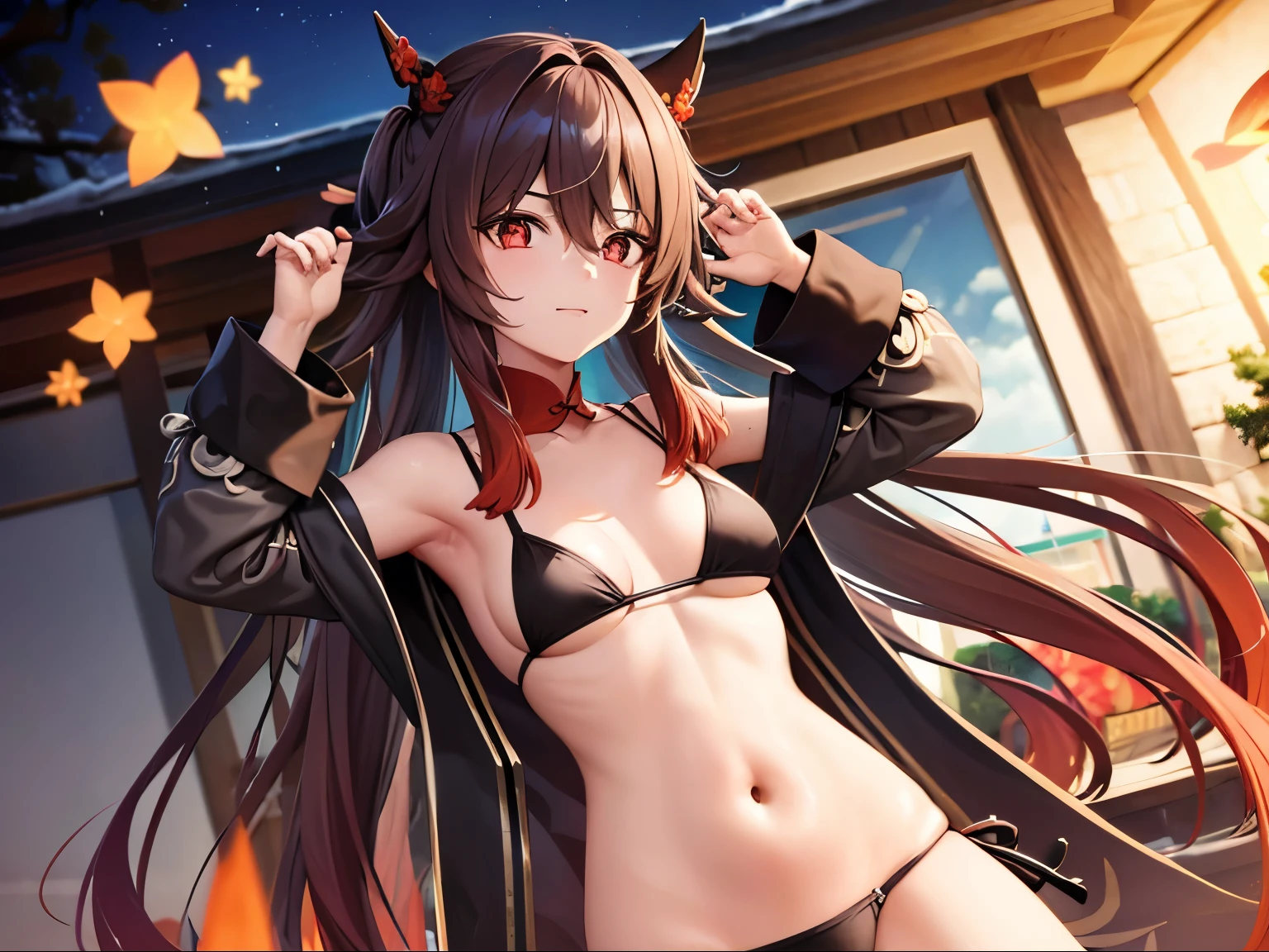 Hu tao Genshin impact, Bikini, black Bikini ,
