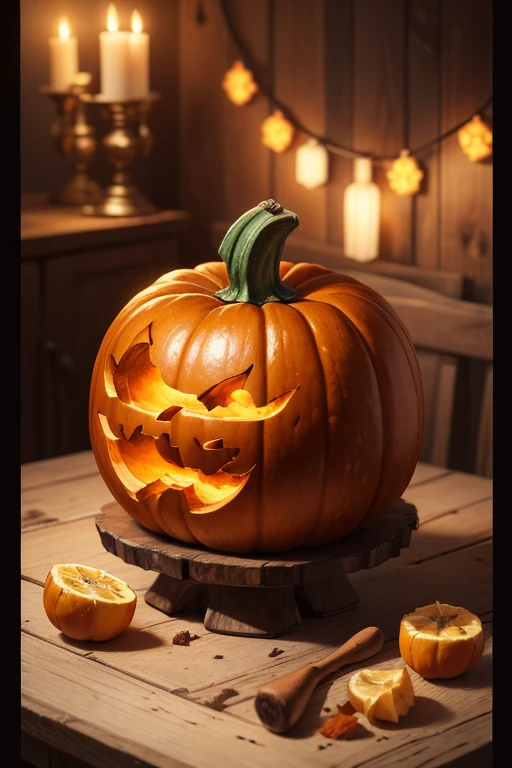 (best quality,highres,masterpiece:1.2),ultra-detailed,realistic,
a pumpkin pierced in the center by two long and thick bananas,
oil painting,still life,detailed wood texture,
vibrant colors,studio lighting,bokeh
