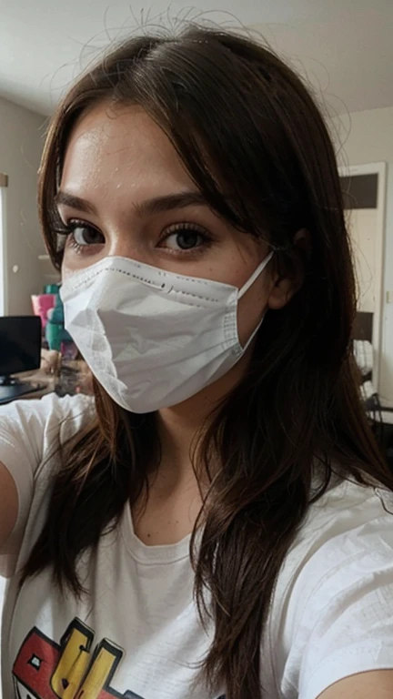 You give me the same woman as to upload an Instagram post of a famous stremer girl with a super gamer room with a mask taking selfies