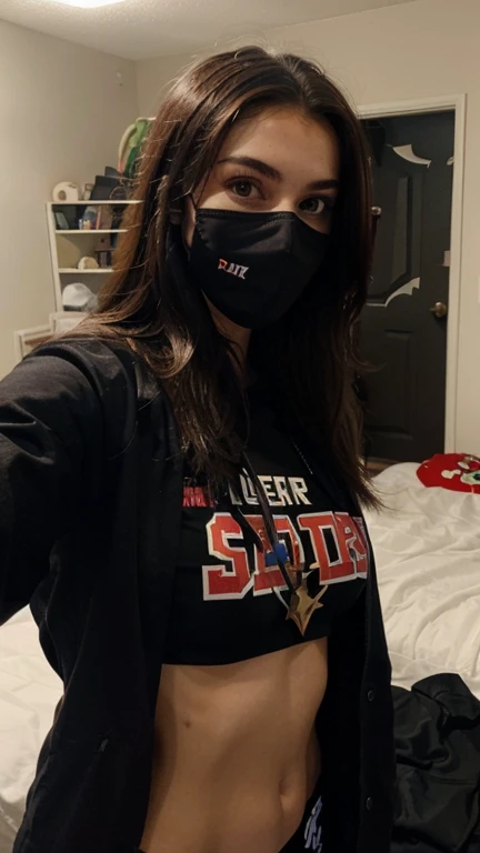 You give me the same woman as to upload an Instagram post of a famous stremer girl with a super gamer room with a mask taking selfies