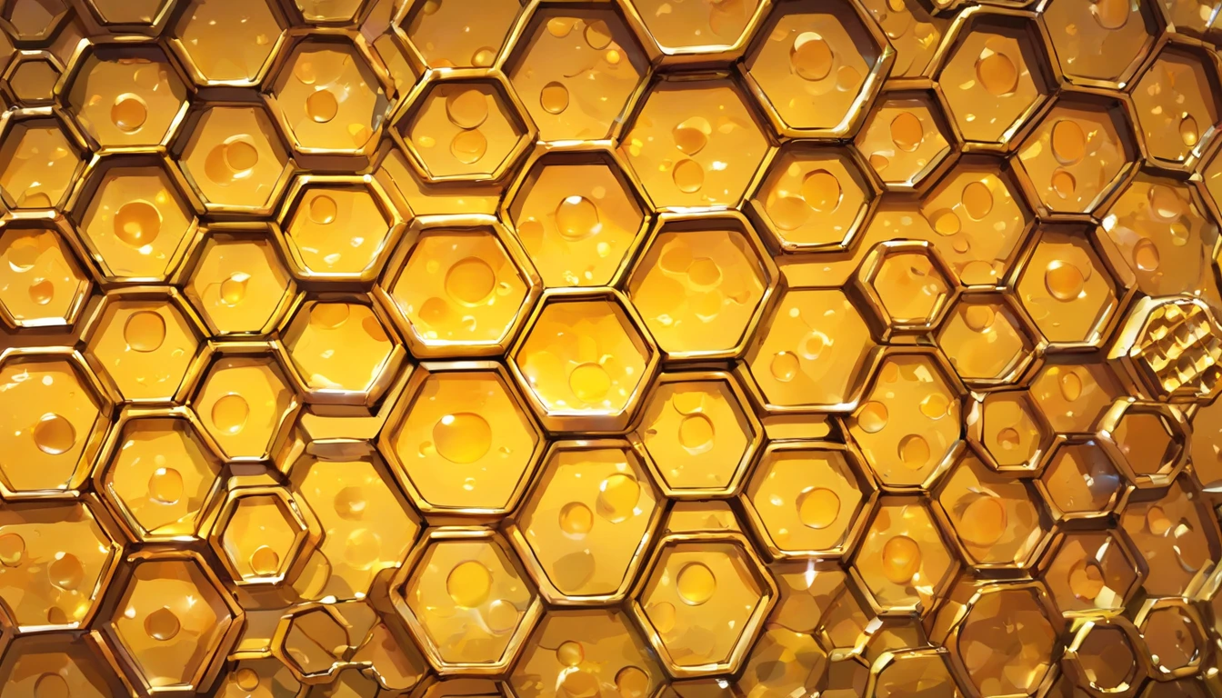 An aesthetic wallpaper featuring a detailed close-up of the texture of a metal plate with honeycombs, with realistic lighting and shading, creating a sleek and modern backdrop for design projects