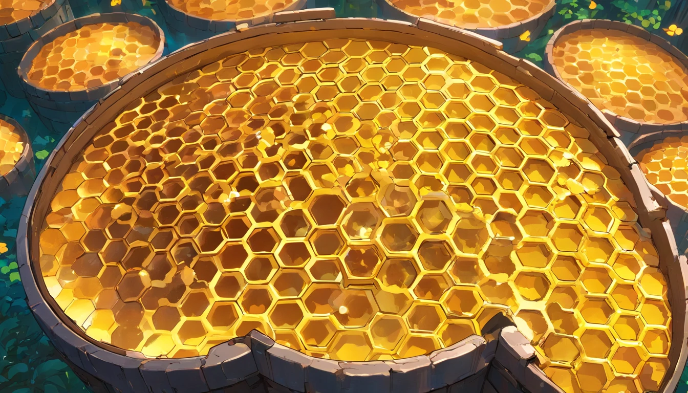 An aesthetic wallpaper featuring a detailed close-up of the texture of a metal plate with honeycombs, with realistic lighting and shading, creating a sleek and modern backdrop for design projects