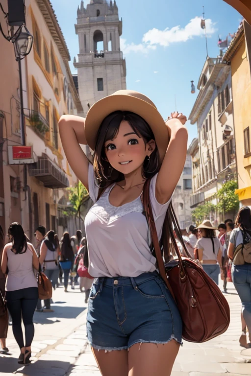 una chica disfrutando el turismo en mexico