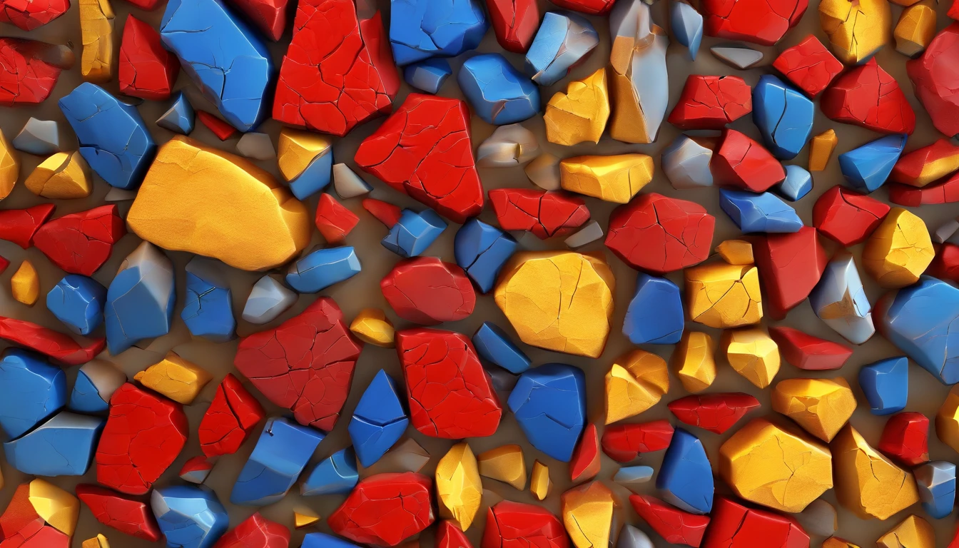 A high-resolution image showcasing an abstract background of cracked stone with vibrant red, yellow, and blue colors, creating a visually striking and dynamic composition that draws the viewer’s attention