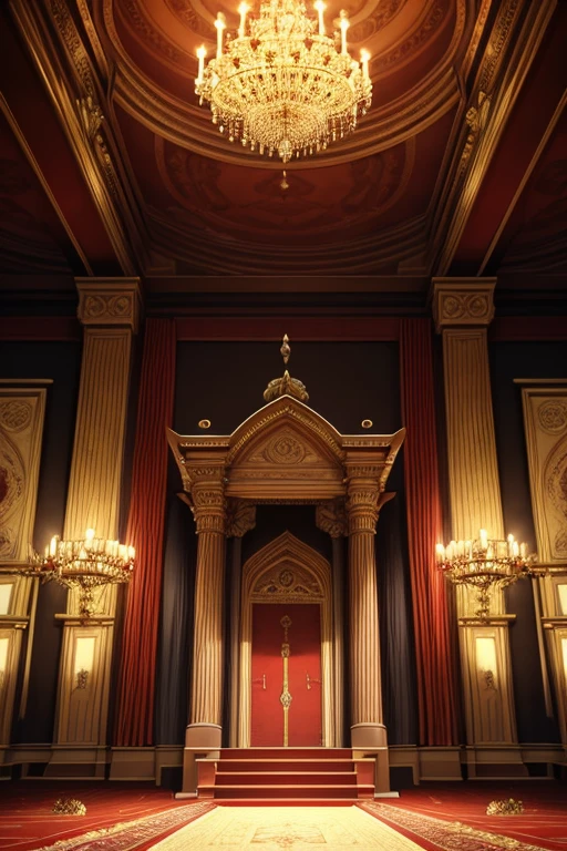 A room covered in red carpets, in the Throne Room, opulently designed Throne Room, decadent Throne Room, rustic Throne Room, palace background, from within a grand palace, in their noble abode, background of the Kingdom of Light, inside the palace, ornate Turkic palace background, intricate and complex castle interior, set of "The Legend of Korra"