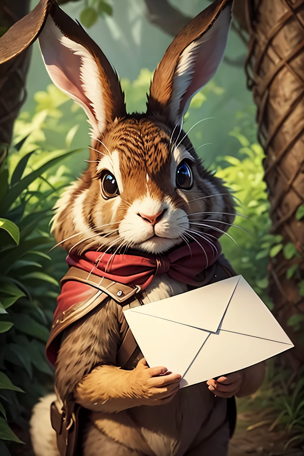 Hare holding an envelope in Everdell style