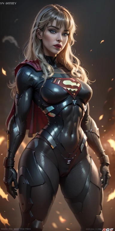 Supergirl from DC, big breasts, frontal, full-length, looking at the camera, facing the audience, standing pose, simple background, three-dimensional light, detailed full-body concept, sleek digital concept art, beautiful full-body concept art, art trend, full-length CGsociety,