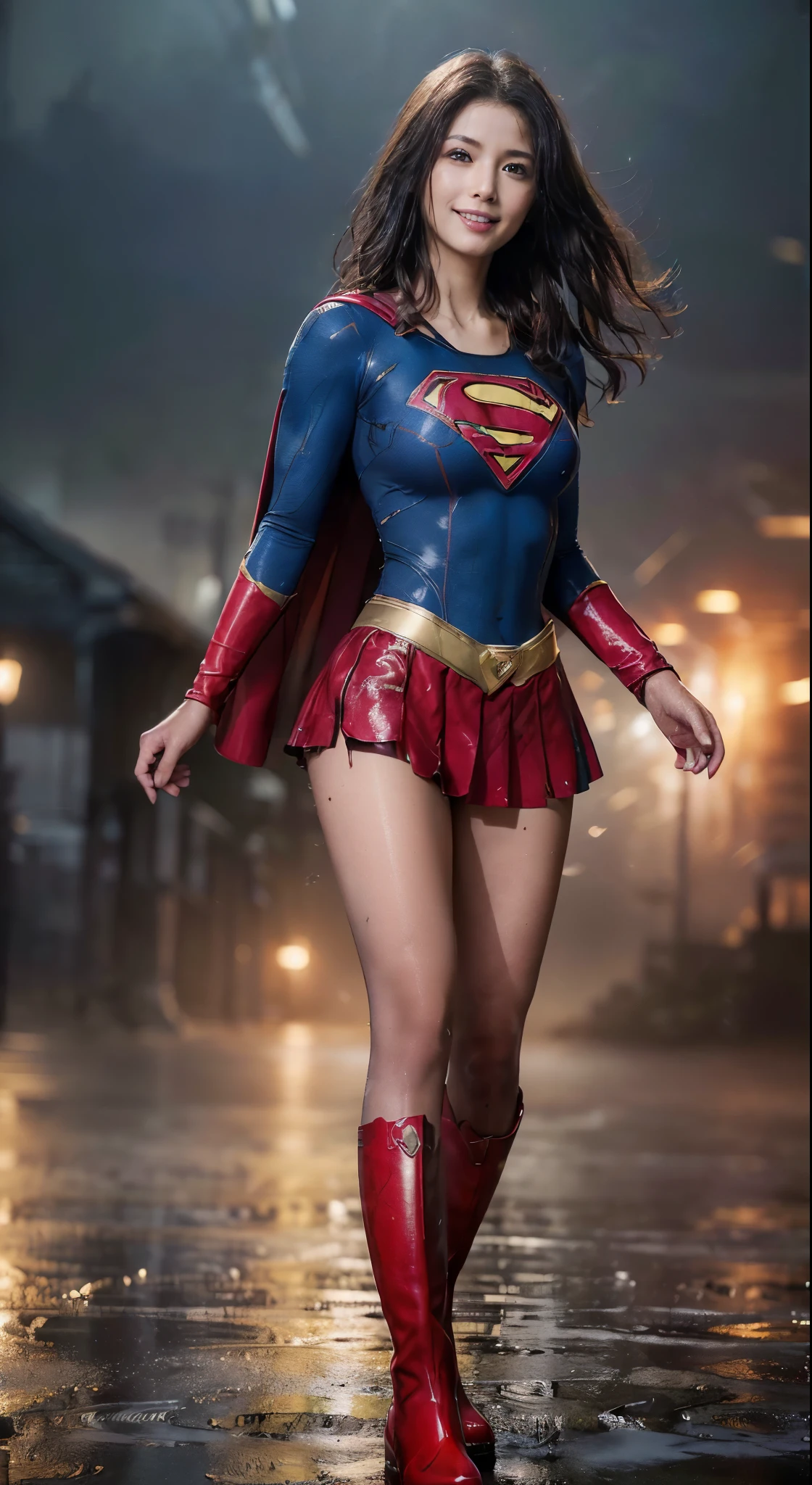 no background、short hair、supergirl costume、Ahegao、Snug costume、(((stretch your legs、tall、Legally express the beauty of your smile)))、((((Get the most out of your original images)))、(((supergirl costume、torn、Tattered、being destroyed)))、(((beautiful hair)))、(((I&#39;m in pain)))、(((Legs must be worn with black tights)))、(((must wear red boots、being destroyed)))、((Highest image quality、8K))、((highest quality、8K、masterpiece:1.3))、(((keep background )))、clear focus:1.2、beautiful woman with perfect figure:1.4、Full of scars、bloody、full of blood、slender abs:1.2、wet body:1.5、Highly detailed face and skin texture、8K