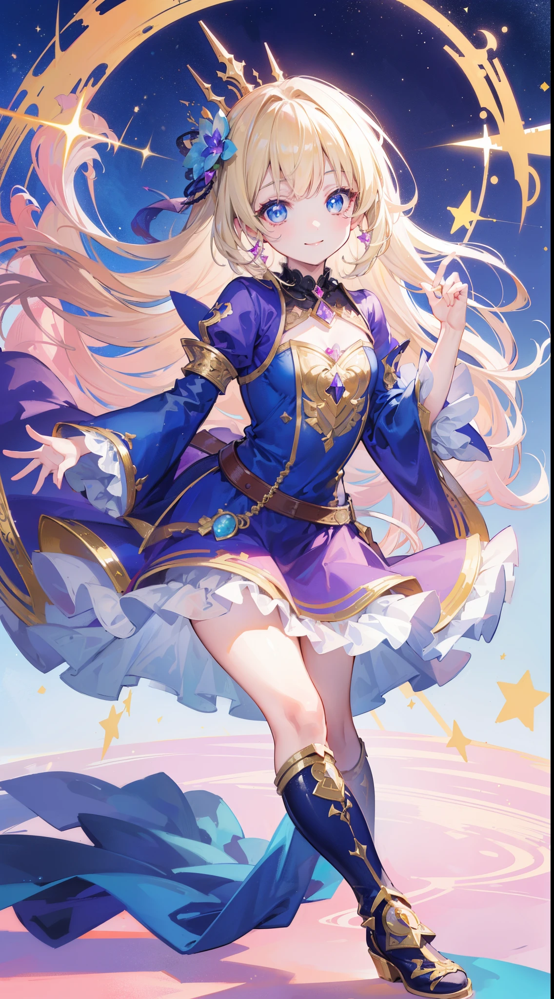 great quality ++ Extremely detailed high resolusionolution, (((very aesthetic))), expressive eyes, (((perfect face))), (((((face symmetrical))))), ((((perfect face)))), (((((good anatomy))))), (((perfect hands))), (((8k)))), UHD, HD wallpaper, (((high detailed calidra, (((((1girl)))))), only, ((((Masterpiece)))), ((((Best quality))))), ((((high resolution)))), Highly detailed, (illustration), beautiful detailed eyes, (((combatant))), (((1girl)))), ((((full body))), (((solo))), (((((aasaber))))), (((fusion))), (((agglutination))), (((Combination))), (((multicolored hair))), (((asymmetrical hair))), (((pink hair with touches of gold)), (((heterochromia))), (((red and green eyes))), (((ahoge))), (((cape))), (((yellow ascot))), ((((((pink dress)))))))), (((sleeveless))), (((detached sleeves))), (((white gloves))), (((white skirt))), (((pink thighhighs))), (((((smile))))), (((Accurate fingers))), ((((Unnatural hands)))), strange eye, (((walking))), (((female pose))),
